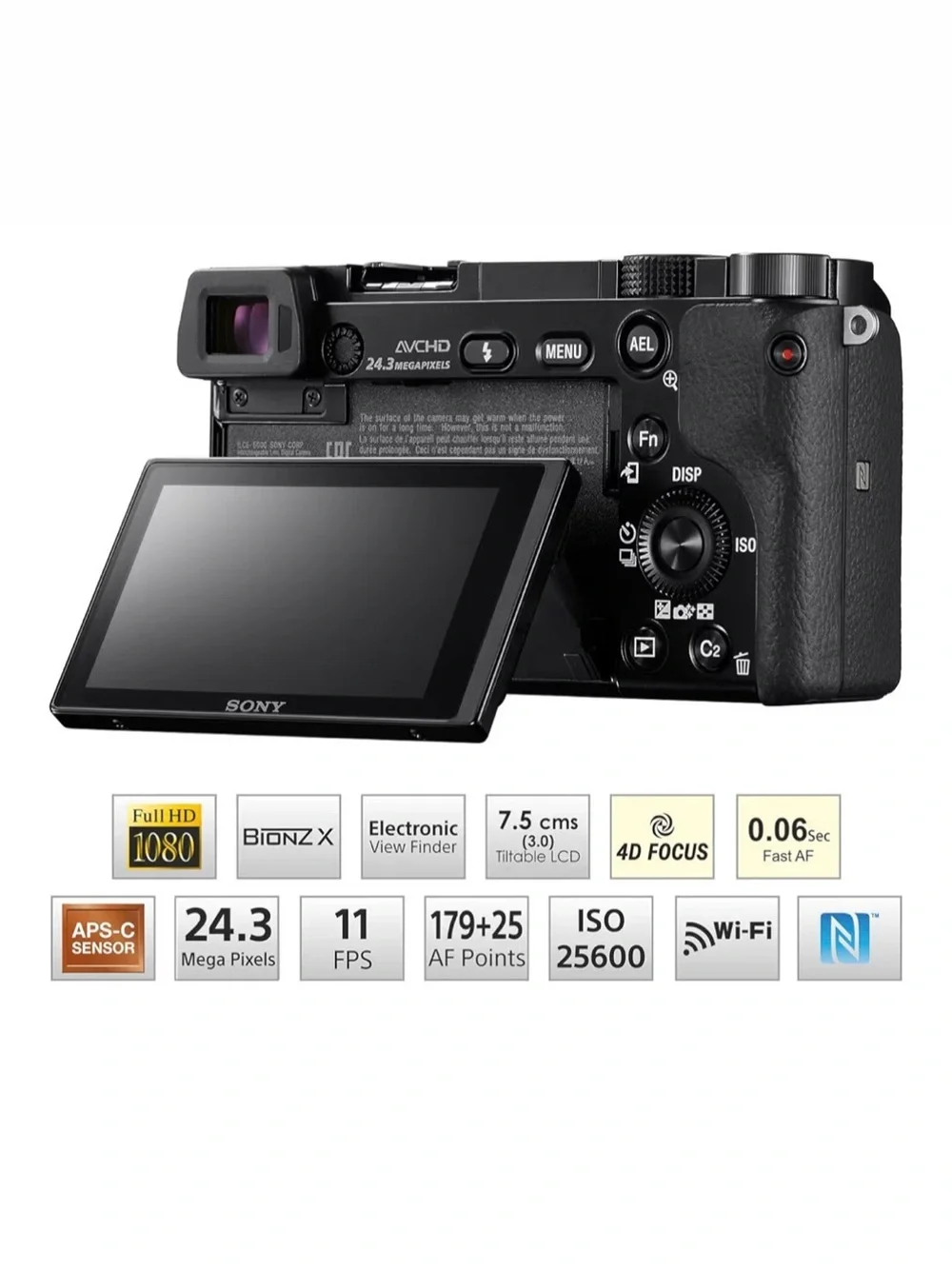 Sony Alpha a6000 Mirrorless Digital Camera in Black with 16-50mm Lens